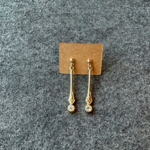 1928 Gold Drop Earrings with Crystal Detail